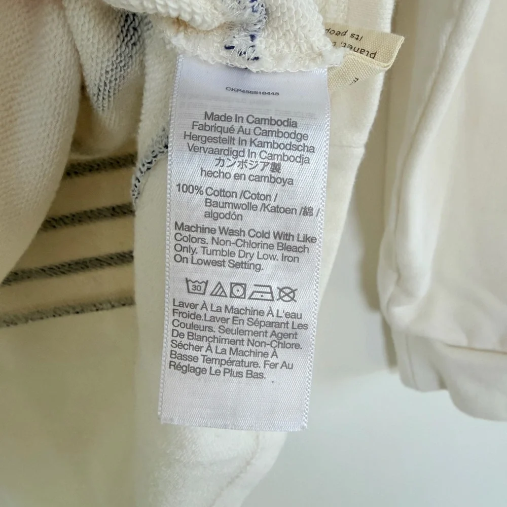Madewell (Re)Sourced Cotton Striped Mock Neck Pocket Sweatshirt XXS White Black